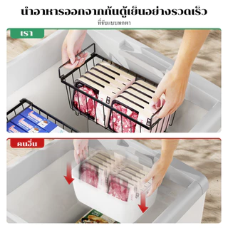 NBSail 4Pcs ชั้นตู้แช่ ซ้อนกันได้ ตะกร้าแช่แข็งจัดเก็บในตู้เย็น พร้อมที่จับสําหรับอาหารด้านล่างง่าย
