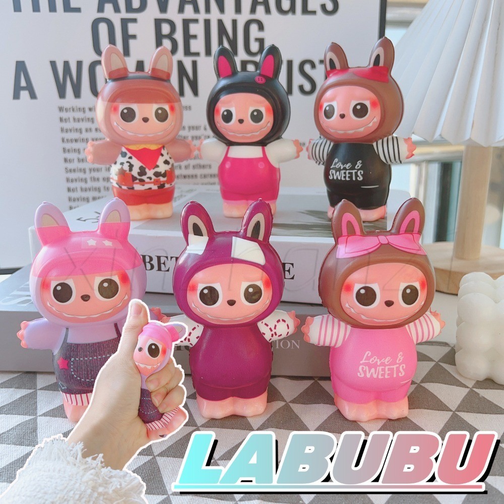น่ารักลาบู บีบของเล่น-เครื่องประดับโฮมออฟฟิศ-หลายสไตล์อะนิเมะแกะนําเสนอ-การ์ตูนช้า สะท้อนกลับ ตุ๊กตา-ผู้ใหญ่เด็กบีบอัดของเล่