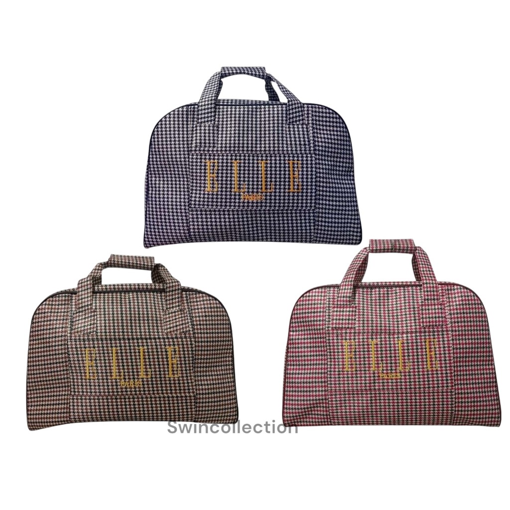Elle Medium Travel Bag กระเป๋าโท้ทสีดํา/กระเป๋าเสื้อผ้า Elle Paris Bag/กระเป๋าถือ/กระเป๋าเสื้อผ้าผู้