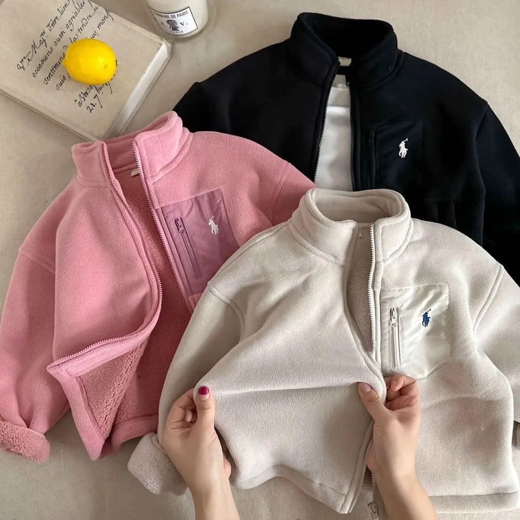 [เสื้อผ้าเด็กสตรีท] เด็ก 2024 ฤดูใบไม้ร่วงฤดูหนาวแจ็คเก็ตชายหญิงสองด้านขนแกะเสื้อกันหนาวทารกสไตล์ญี่ปุ่นถนนสวมขนแกะหนาด้านบนอินเทรนด