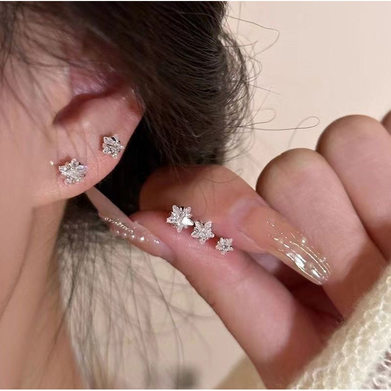 1 คู่Zircon Pentagramสตั๊ดต่างหูผู้หญิงเงาเพชรZirconต่างหูSuper Sparkle StarZirconต่างหูเครื่องประดับ