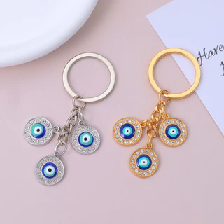 ประณีต Rhinestone Evil Eyes จี้ Key แหวน Good Lucky โลหะตุรกี Blue Eyes แหวนกุญแจรถกระเป๋าเป้สะพายหลัง Accessorries