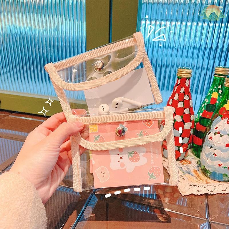 [TO] กระเป๋าใส่เหรียญใสขนาดเล็ก PVC Clear Mini หญิงกระเป๋าผู้หญิงคีย์ลิปหูฟังกระเป๋าเก็บเหรียญกระเป๋าสตางค์กระเป๋า TH
