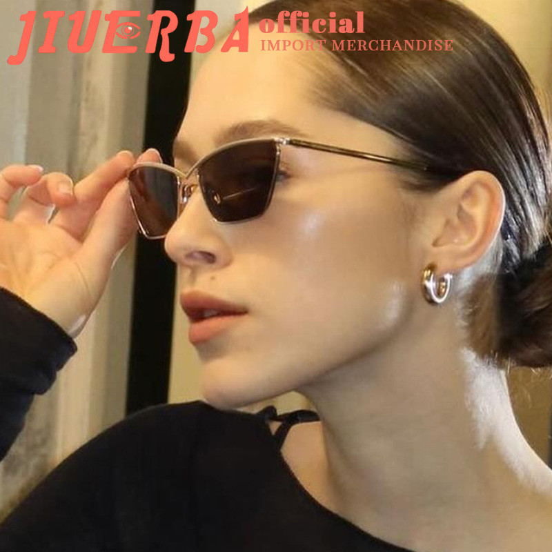 JIUERBA แฟชั่นโลหะ Cat Eye Vintage แว่นตากันแดดผู้หญิงบุคลิกภาพกลางแจ้ง Athleisure ม่านบังแดดแว่นตากันแดด