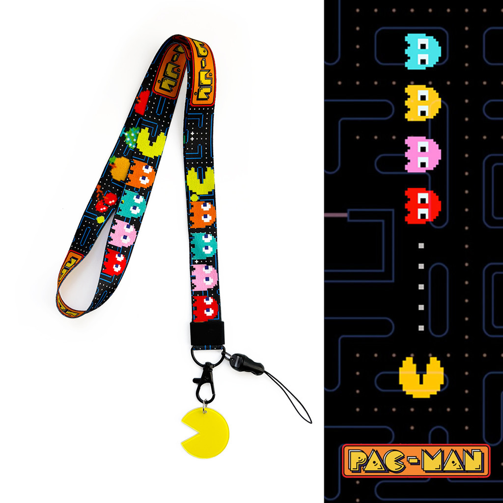Y&P| สายคล้องคอ Pac-Man วิดีโอเกม สายคล้องไนลอน เชือกเส้นเล็ก สําหรับ โทรศัพท์มือถือ บัตรนักเรียน