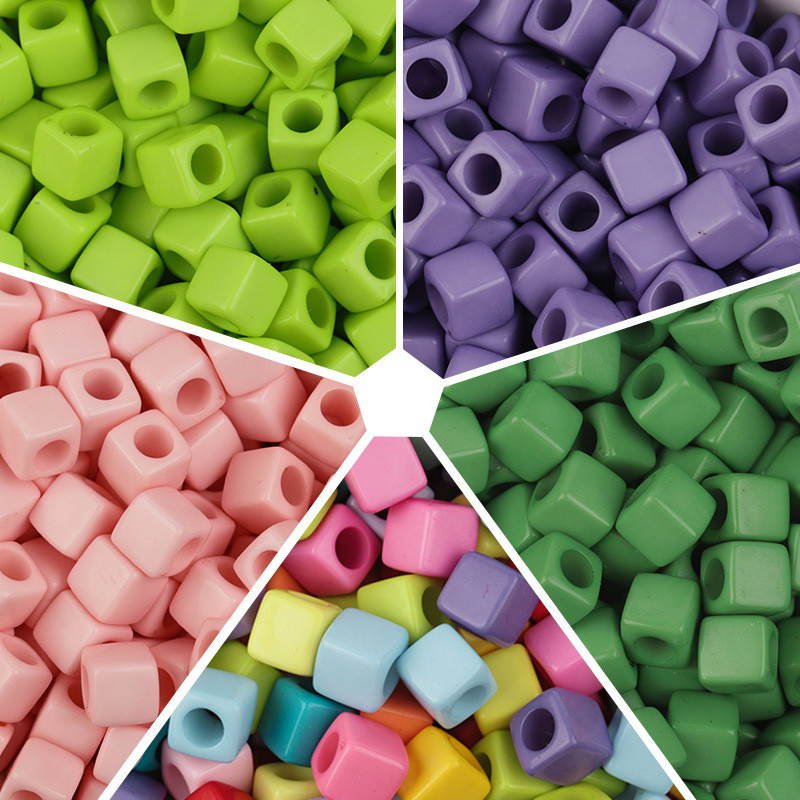 200 ชิ้น 7 มิลลิเมตรลูกอมสีสแควร์หลวมลูกปัด Charms DIY สําหรับจี้สร้อยคอสร้อยข้อมือเครื่องประดับทํา