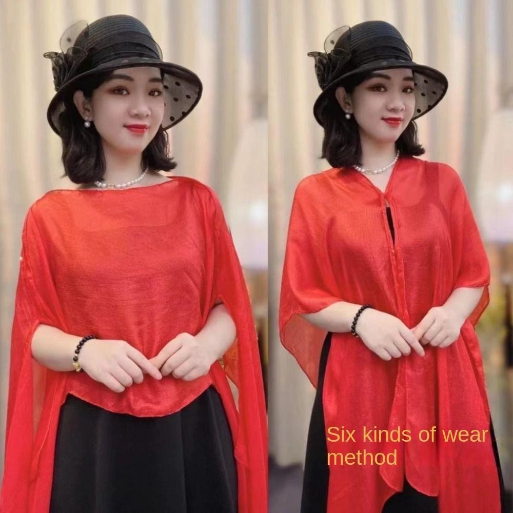 DOOUR ผู้หญิงผ้าคลุมไหล่,ยาวสีบริสุทธิ์ชุดราตรี,ผ้าพันคอด้านบนเสื้อชีฟองแจ็คเก็ต Capes หญิงสาว - รูปที่ 6