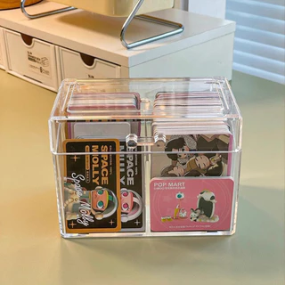 Ohayo กล่องเก็บ กล่องอะคริลิค กล่องเก็บการ์ดอะคริลิคใส พร้อม 2/4 ช่อง เก็บ popmart card การ์ดรูปไอดอล วางซ้อนกันได้