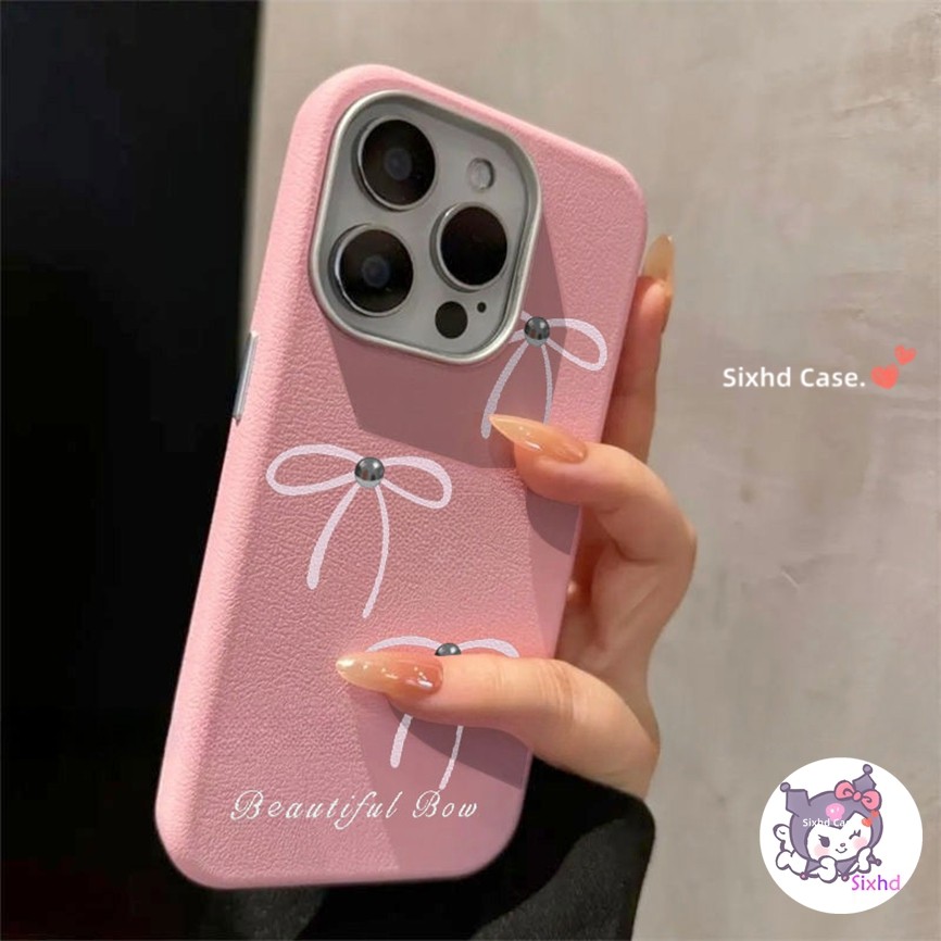 SAMSUNG สําหรับsamsung S24FE S24Ultra S23 S22 S21 Plus S22Ultra S23FE S21FE A73 A72 A52 A52S 5GกรณีหนังIns Simple Bow Thickenโลหะป้องกันกล้องนุ่ม