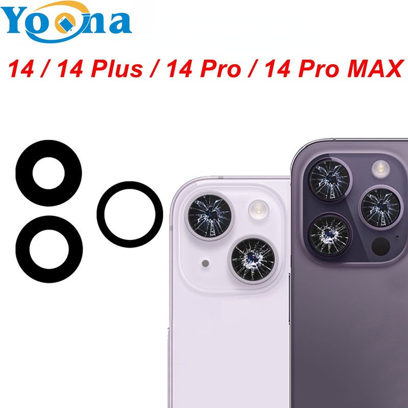 เลนส์กล้องด้านหลังสําหรับ 14 iP 14 Plus iP14 Pro iP14 Pro MAX ซ่อมอะไหล่สติกเกอร์กาว