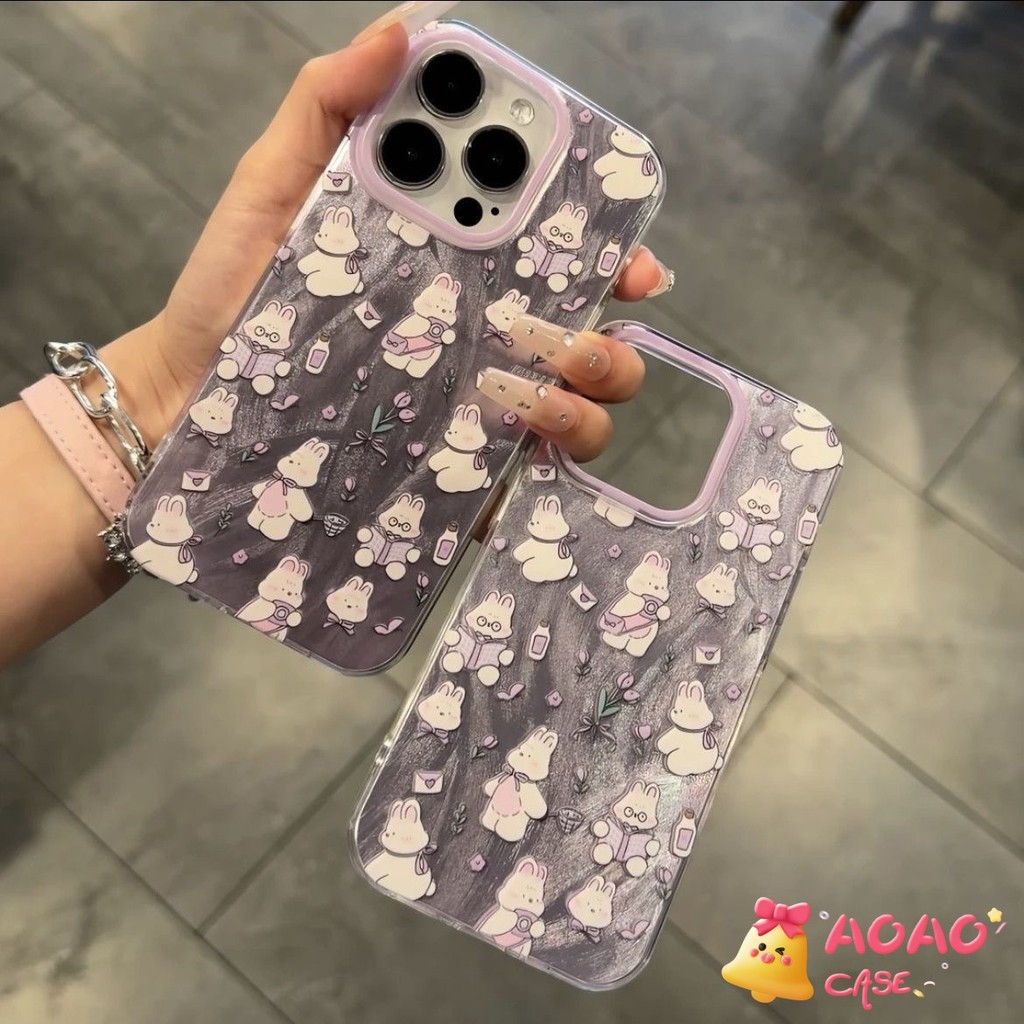 เคสไอโฟน 13 สำหรับ IPhone 16 11 15 13 14 12 Pro Max 7 16 8 Plus 16 11 Pro XR XS MAX X SE 2020 การ์ตูนกระต่ายการ์ตูนหวาน