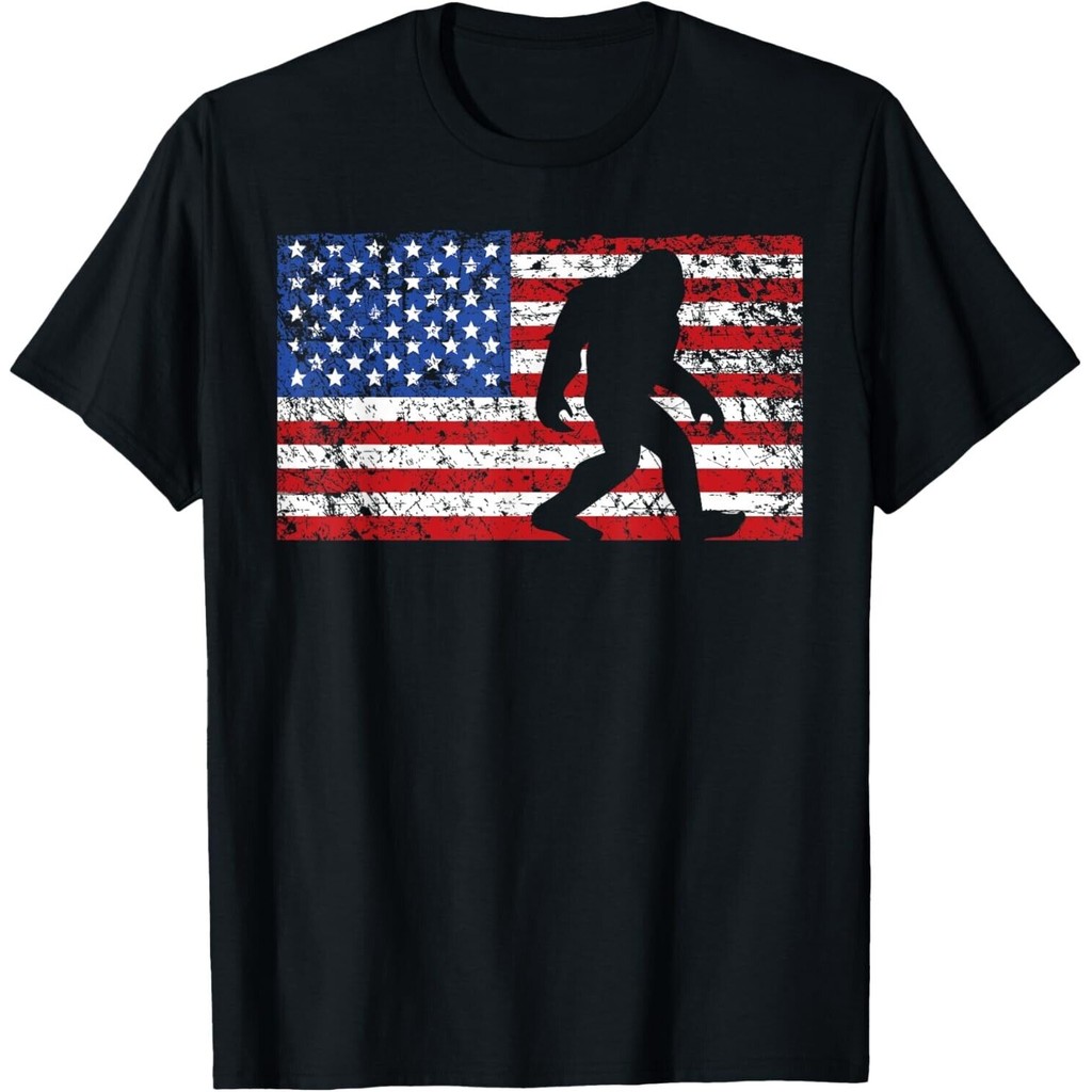 เสื้อยืด American Flag Bigfoot Funny 4Th Of July Sasquatch