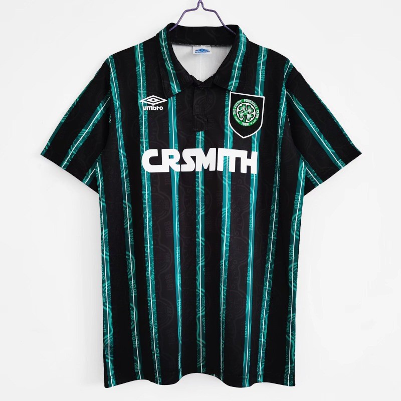 1992/93 Celtic Away เสื้อฟุตบอลวินเทจ S-XXL ผู้ใหญ่แขนสั้นแห้งเร็วเสื้อกีฬาฟุตบอล AAA