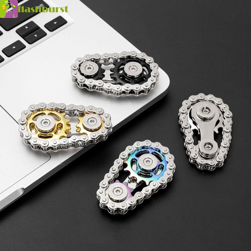 Flashburst Fidget Spinner, Spinning Top Chains Gear Hand Spinner Chain Gear, Flywheel ปลายนิ้ว Gyroscope โลหะปลายนิ้วเฟืองล้อเกียร์โซ่