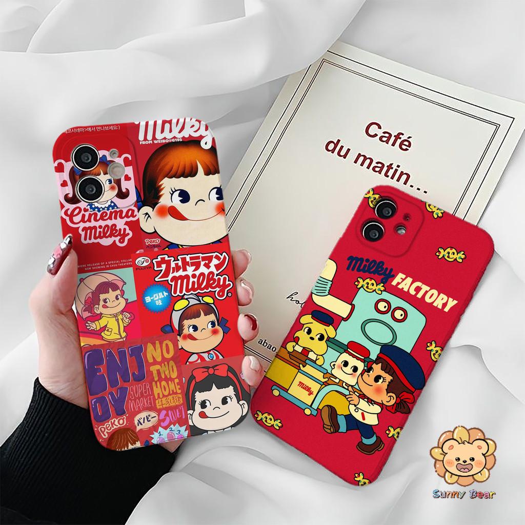 เคสโทรศัพท์iPhone 16 Pro Maxเด็กผู้หญิง Peko ลูกอมซิลิโคนเหลวโทรศัพท์มือถือกรณีfull-bodyป้องกันกันกระแทกtpuยางนุ่มสําหรับiphone 16 Pro Max 7plus 11 14 15 12 13 Pro Max 7 8 Plus XR XS