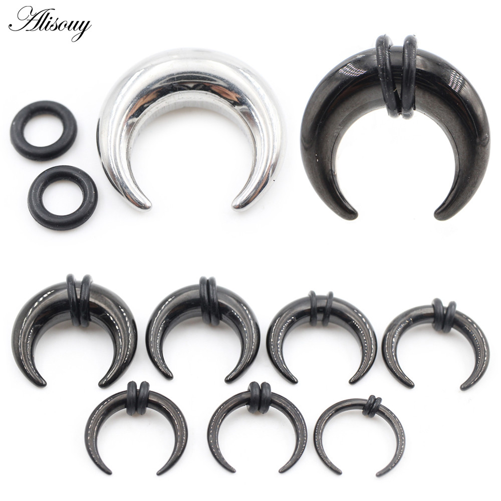 Alisouy 2 ชิ้นสแตนเลสเคลือบ Star สกรูรอบหูวัดอุโมงค์ปลั๊ก Expander Stretcher ต่างหูเจาะเครื่องประดับ
