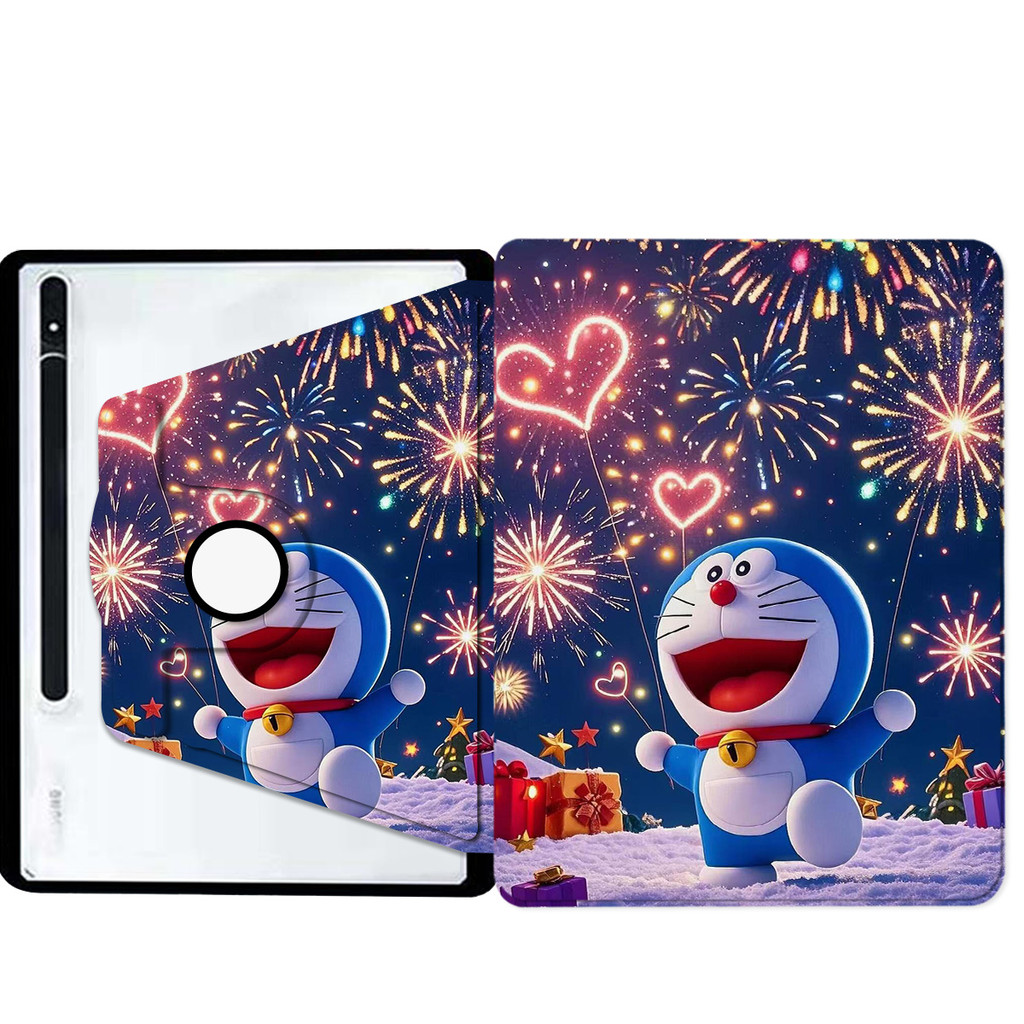 เคสฝาพับ ซัมซุง Tab case S6 lite A8 S7/S8 S7/S8+s7fe s10+ เคสหมุน วัสดุอะคริลิ เคส Galaxy ลายการ์ตูน หมุนได้ หลังโปร่งใส