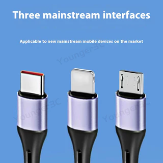 สายชาร์จเร็ว USB แบบตาบอด 66W,3D 90°ข้อศอก 5 In 1 ทอ Fast Charging Data Cable,0.6-1.5M USB A ถึง ios Type C Micro Charger สายไฟโทรศัพท์มือถือ
