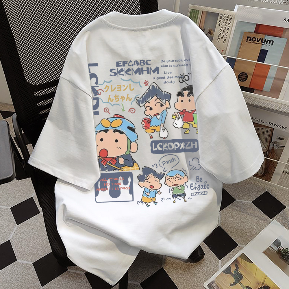 （พร้อมส่งจากกทม มาถึงใน 2วัน）เสื้อยืดแขนสั้นผ้าฝ้ายพิมพ์ลายการ์ตูนน่ารักสำหรับผู้หญิง คอกลมหลวม สวมใส่สบายและอินเทรนด์