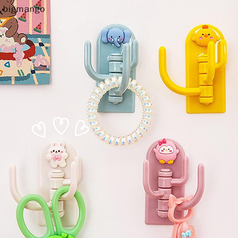 [bigmango] หมุนได้อเนกประสงค์การ์ตูนตะขอสามตะขอน่ารักหอพักนักเรียน Punch-ฟรี Traceless Sticky Hook Wall Door Key Hook เครื่องมือสต็อกใหม่
