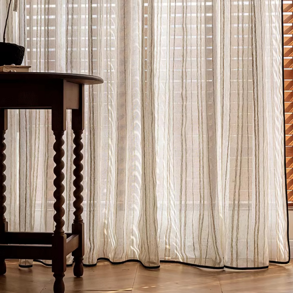 สไตล์ยุคกลางผ้าลินินผ้าลินินเชียร์ม่านวินเทจหน้าต่างผ้าม่านลายแสงกรองรักษาหน้าต่างสําหรับประตูบานเลื่อน/ห้องทํางาน/ห้องรับประทานอาหาร1แผง - รูปที่ 6