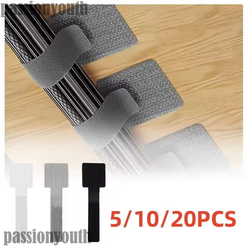 5/10/20pcs Reusable Cable Ties ยึดสายไฟเชือกผู้ถือ Self กาวปรับสายไฟ Organizer สายรัดโต๊ะ Management