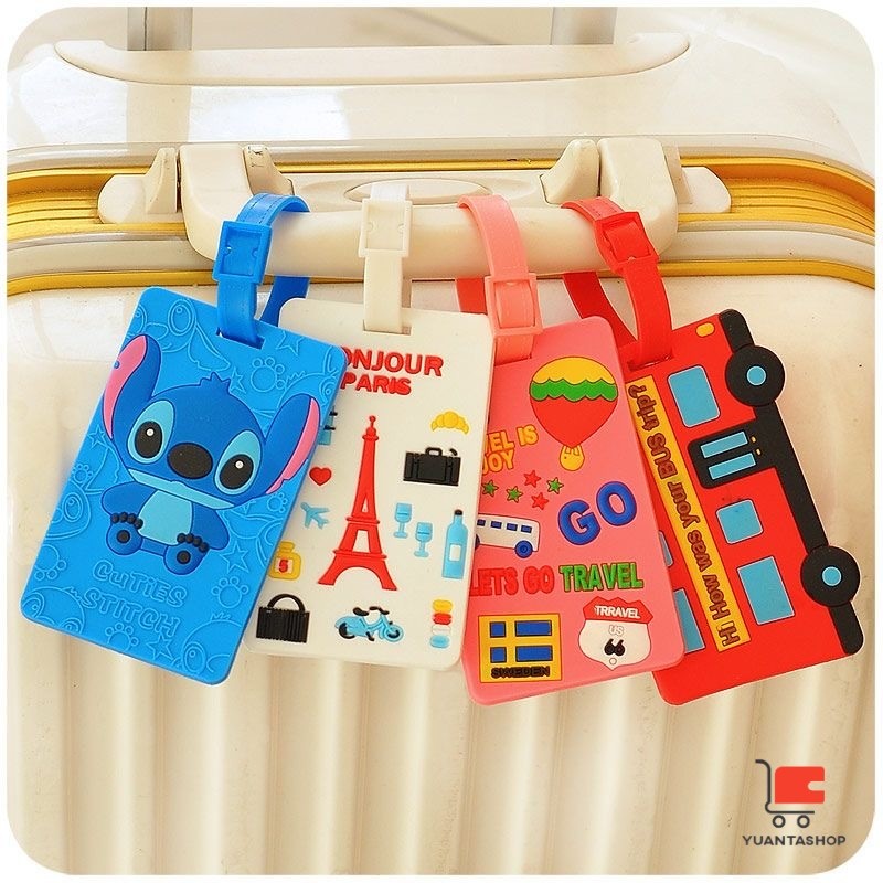 ป้ายห้อยกระเป๋า PVC นิ่ม ป้ายแท็กกระเป๋าเดินทาง ลายการ์ตูน luggage tag
