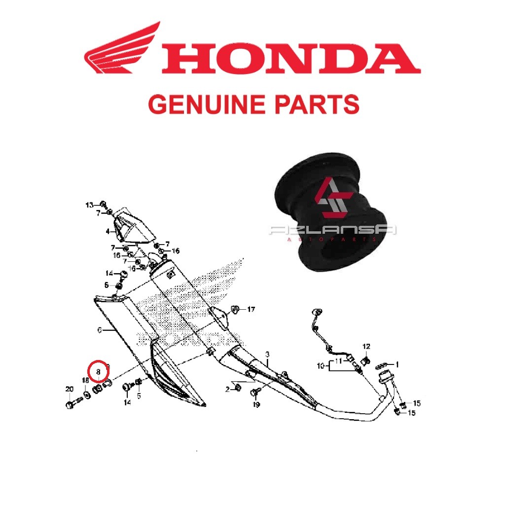 ขายึดท่อไอเสียยาง ( 18421-KE8-000 ) RS150R V1 V2 V3 & RS-X V1 V2 💯 ฮอนด้า