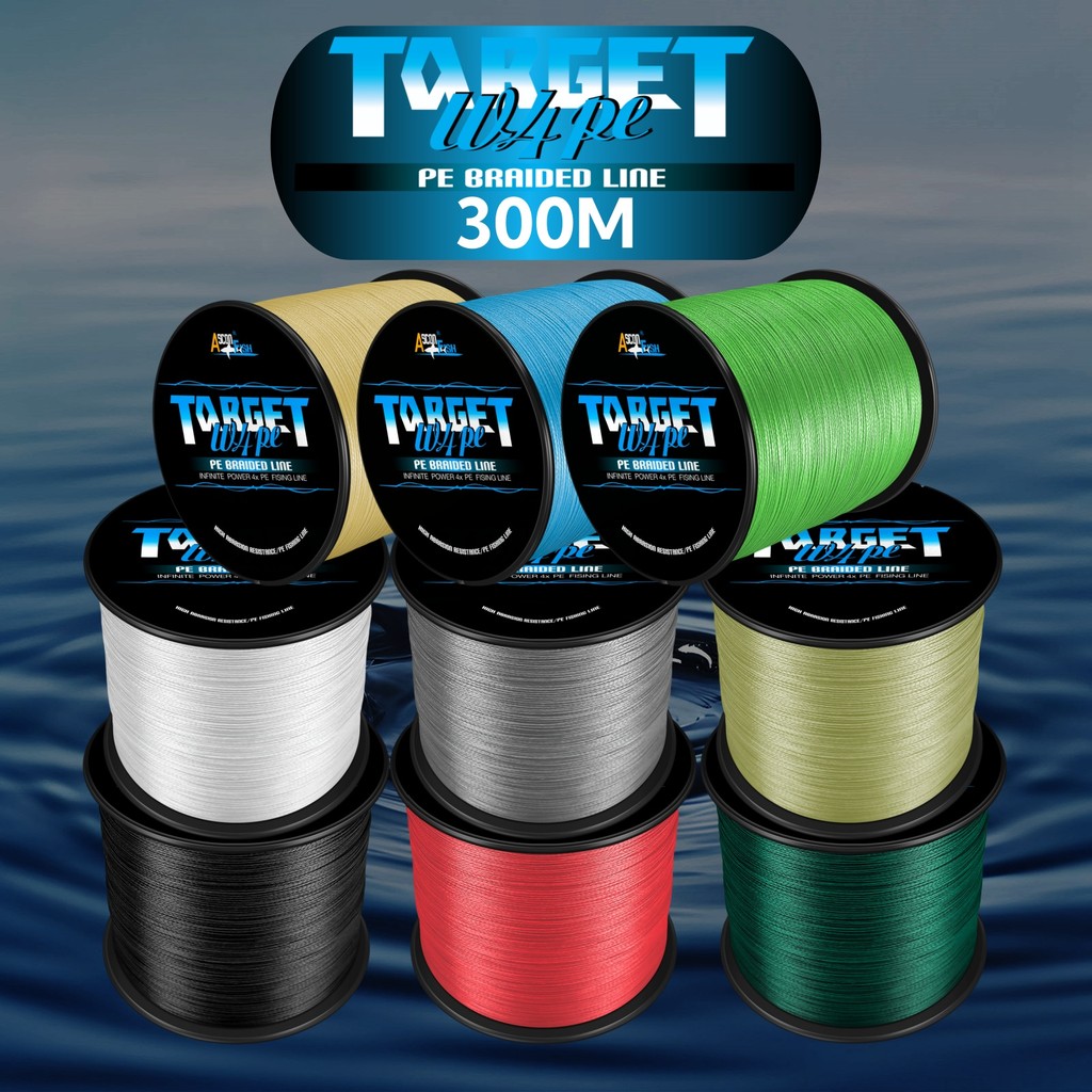 Ashconfish TaRGET 4 เส้น สายตกปลาถัก 300 ม. 6-100 ปอนด์ สาย PE ที่แข็งแกร่ง