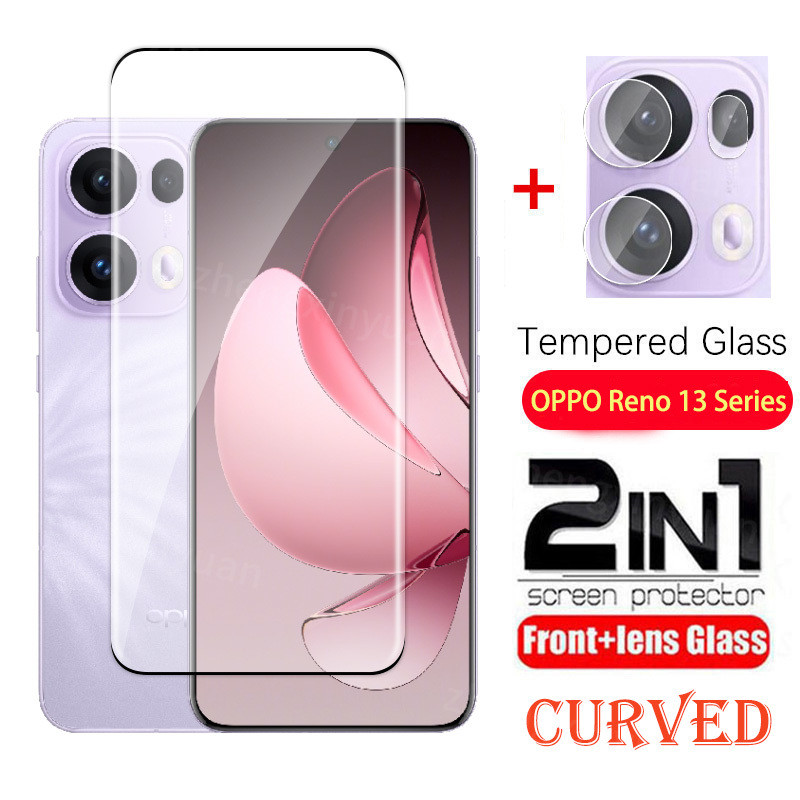 9H ขอบโค้งป้องกันหน้าจอสําหรับ OPPO Reno 14 13 Pro 13F 5G 2024 กล้องเลนส์ป้องกันฟิล์มสําหรับ reno14 reno14pro reno13 reno13pro reno13f 13pro กระจกนิรภัยป้องกันฟิล์ม