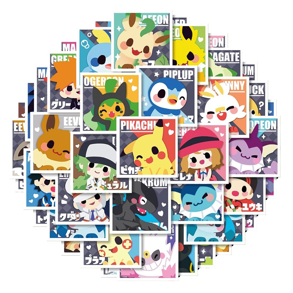 108แผ่นสติ๊กเกอร์โปเกมอนน่ารักการ์ตูนสติกเกอร์กันน้ําปิกาจูเจนนี่เต่าน้ําอีวุยอาทิตย์อีวุยผ้าฝ้ายพัฟโน๊ตบุ๊คสติ๊กเกอร์