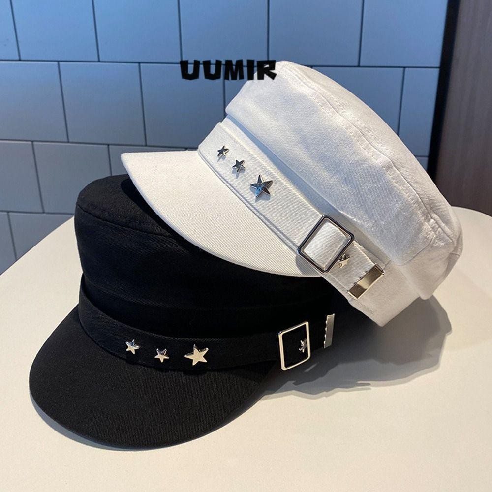 Uumir หมวกเบเร่ต์ Elegant British Retro Navy Style Newsboy Cap