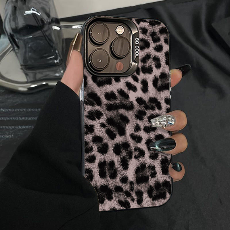 อะคริลิคใหม่ทั้งหมดทาสีดำเสือดาวพิมพ์เคสโทรศัพท์ผู้หญิง Anti Falling Anti Fingerprint ทุกรอบกรณีการชนกันของ Apple สำหรับ iphone11 / iphone12 / iphone13 / iphone14 / iphone15 / iphone16 pro max