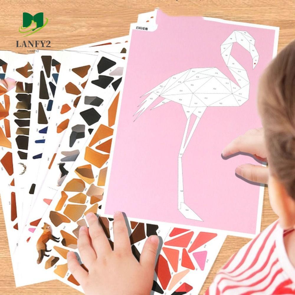 Alanfy DIY วางวัสดุชุด, Montessori Handmade 3D เรขาคณิตสติกเกอร์หนังสือ, Kawaii ของเล่นเพื่อการศึกษาน่ารักรถสัตว์สติกเกอร์หนังสือของขวัญวันเกิด
