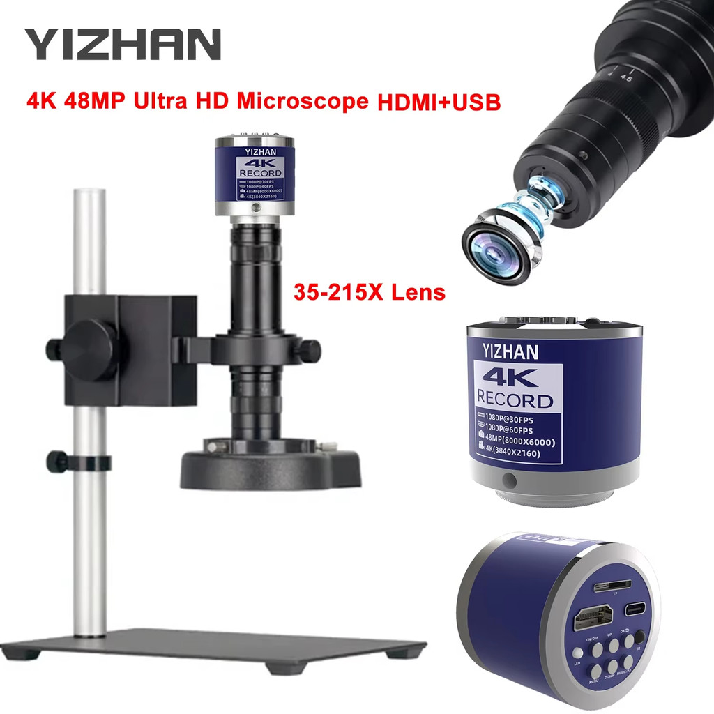 【With bracket】YIZHAN Microscope กล้องจุลทรรศน์ดิจิทัล HDMI TYPE-C 1080P 60FPS Digital microscope พร้