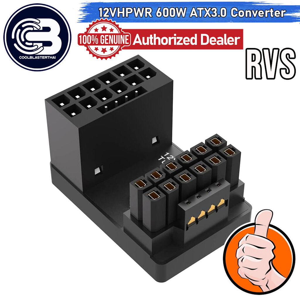 [CoolBlasterThai] Cable Management 16 Pin 12VHPWR ATX3.0 180 Degree Connector (REVERSE) SILVER