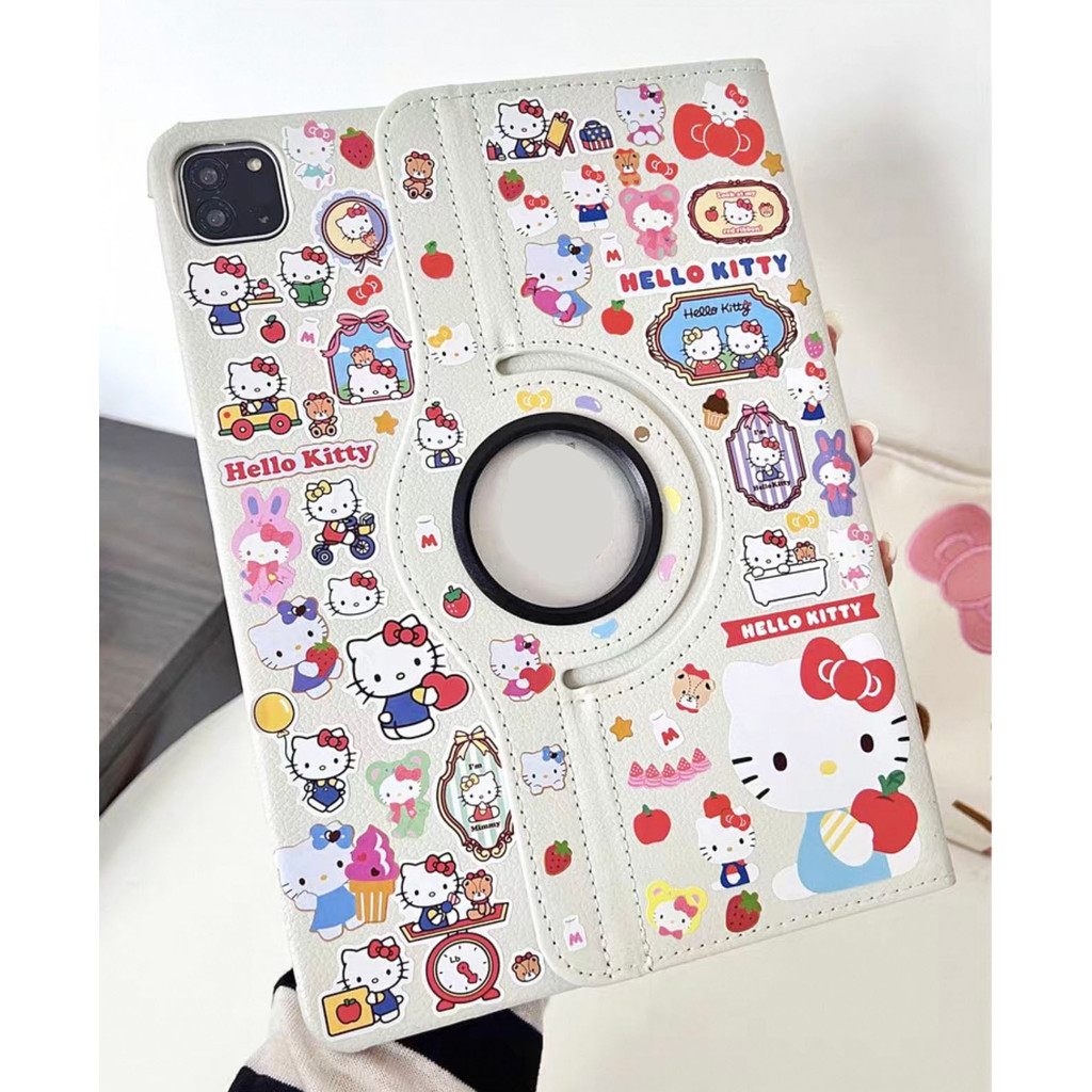 360.เคส หมุนได้ 360° For Samsung Tab S7 S8 S9 S10 FE S9FE S6 lite Tab A7 lite A9 Plus A9Plus เคสหนัง ลายการ์ตูน น่ารัก
