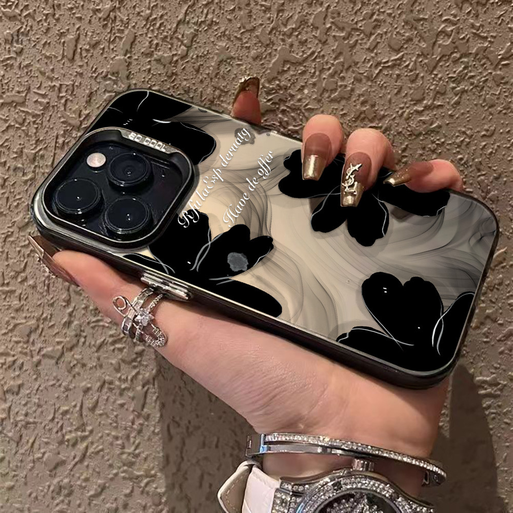เคสไอโฟน Case เคส iPhone 17 Air 11 13 15 16 12 14 Pro XS Max XR X 7 8 Plus Flowers เคสกันกระแทกฝาหลังชุบเงินหรูหรา IMD