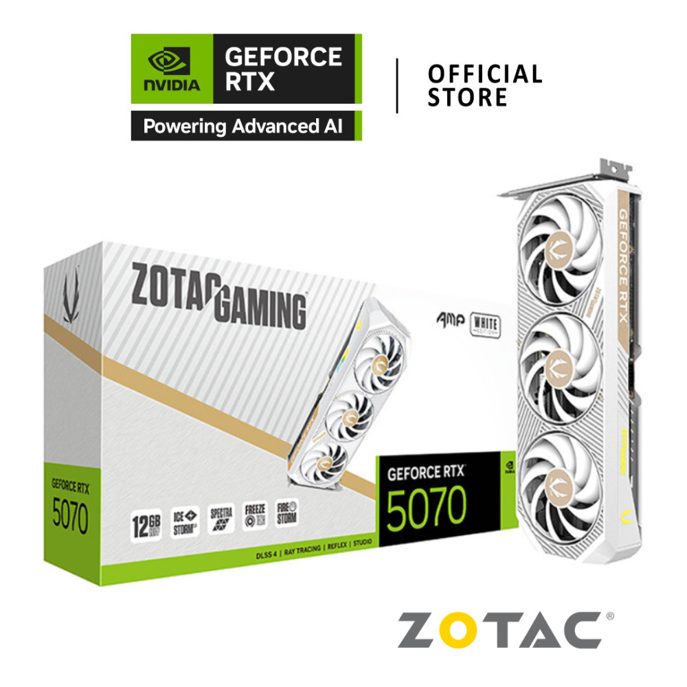 ZOTAC GAMING GeForce RTX 5070 AMP WHITE EDITION 12GB GDDR7 VGA CARD การ์ดจอ