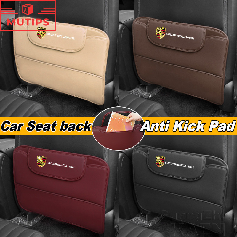 Porsche แผ่นรองเบาะรถยนต์ ป้องกันการเตะ เบาะหลังรถฝาครอบป้องกัน กันน้ำ แผ่นหนัง PU Pad Cayenne 911 9