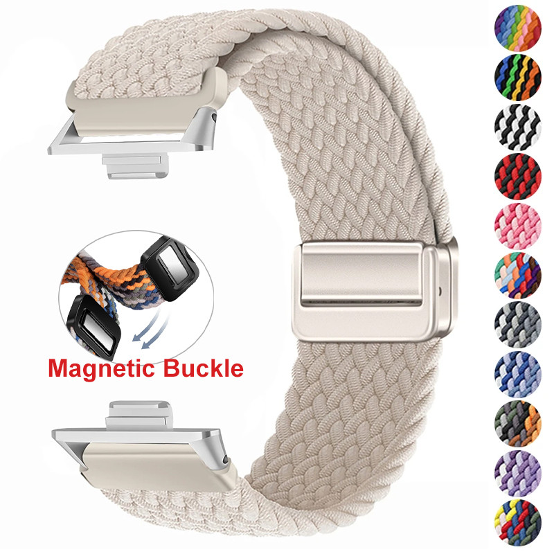 Magnetic Braided Nylon Loop Band สําหรับ Xiaomi Redmi Watch 4 5 สายปรับกีฬาเปลี่ยน Correa สร้อยข้อมือ Mi Band 9 8 Pro