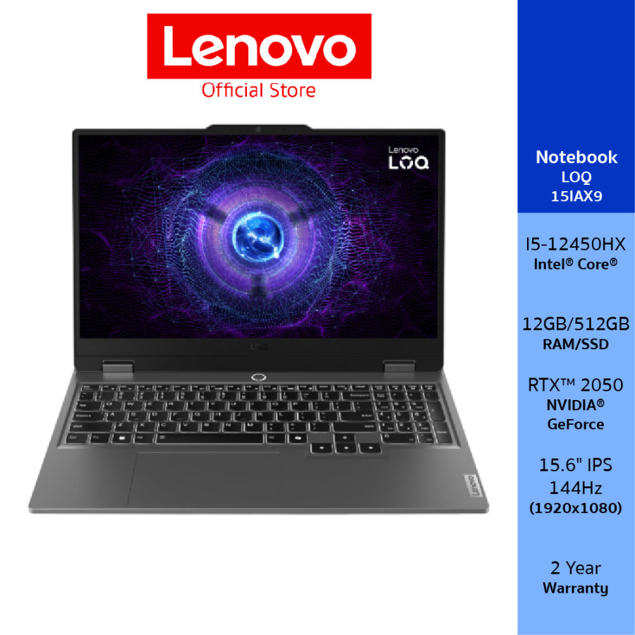 [ผ่อน 0%]Lenovo LOQ 15IAX9(83GS00CNTA)Notebook Intel I5-12450HX Nvidia GeForce RTX 2050 15.6" IPS 14