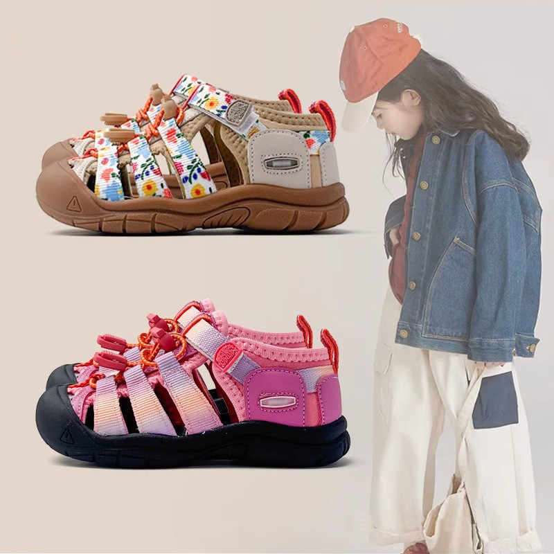 รองเท้าแตะเด็กผู้หญิงหญิง Baby Toe-Covered Anti-Kick Anti-Slip รองเท้าแตะกีฬาเด็ก Soft-Soled