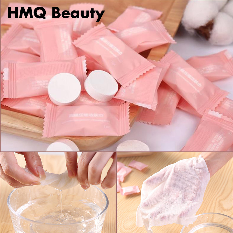 ผ้าฝ้ายบีบอัดผ้าขนหนูแบบพกพาทิ้งผ้าขนหนูใบหน้าสําหรับการเดินทางร้านเสริมสวยทําความสะอาดใบหน้าล้างหน้าดูแลแต่งหน้าผ้าขนหนู