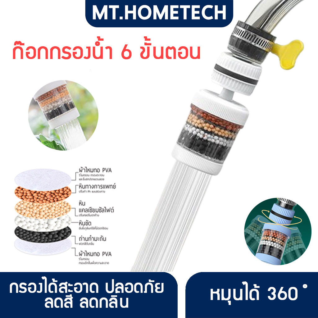 หัวเสริมต่อก๊อก พร้อมหินกรองน้ำ ถึง 6 ชั้น หมุนปรับได้ 360 องศา น้ำสะอาด ใช้งานง่าย HOM4