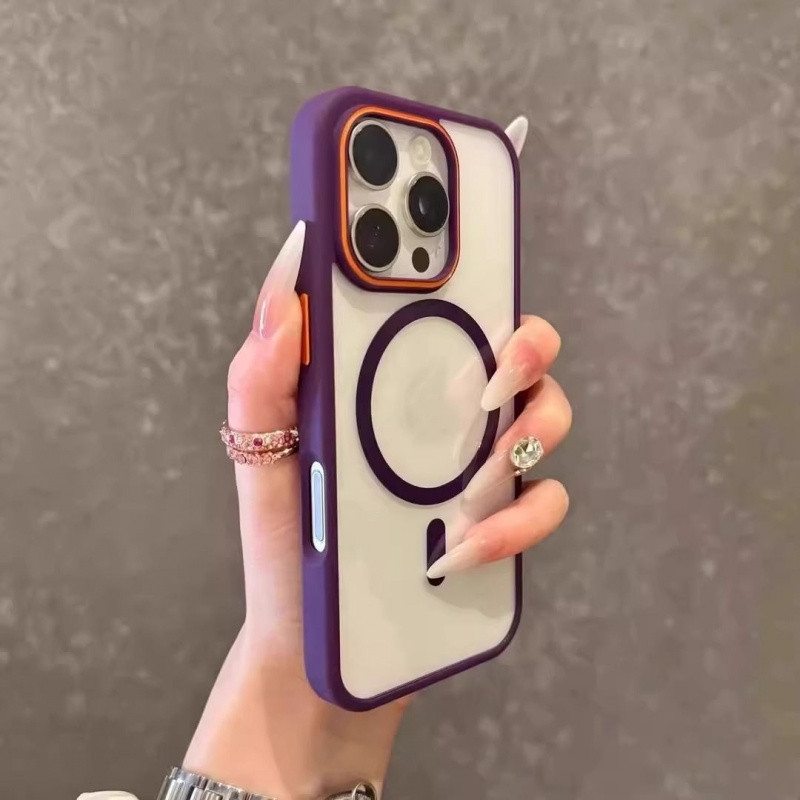 แหวนเกราะตัดเคสโทรศัพท์แม่เหล็กสําหรับiPhone 11 12 13 14 15 16 Pro Max Plusปลอกอะคริลิคแม่เหล็กปกแข็งสําหรับiPhone13กรณี - รูปที่ 2