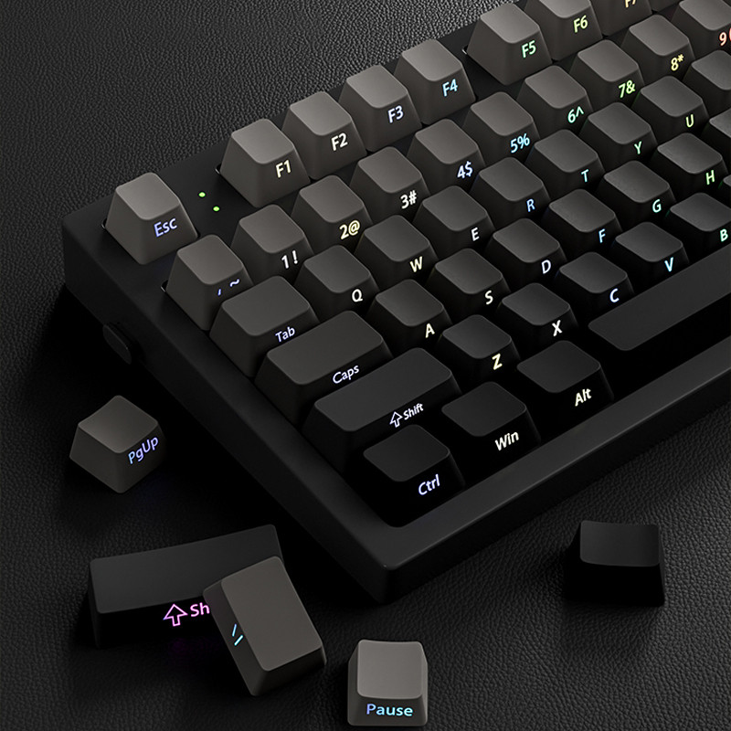 สีเทาด้านข้างพิมพ์ PBT Keycaps โปรไฟล์ OEM Double Shot RGB Backlit Keycaps สําหรับ Cherry MX Switches คีย์บอร์ด