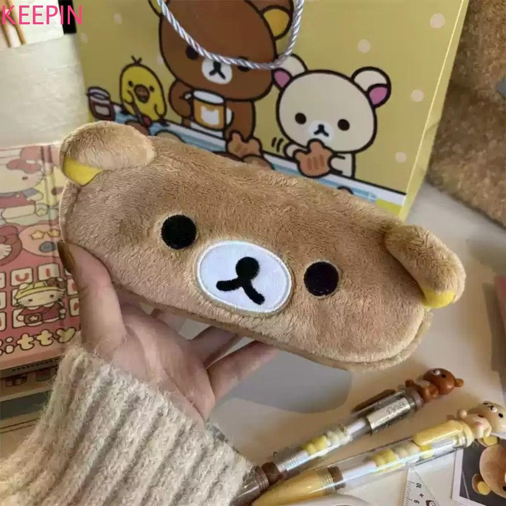 KEEPIN Rilakkuma กระเป๋าดินสอตุ๊กตาความจุสูงหมีผ่อนคลายนักเรียนใช้อะนิเมะญี่ปุ่น Kawaii การ์ตูนกระเป๋าเก็บเครื่องเขียน Back To School