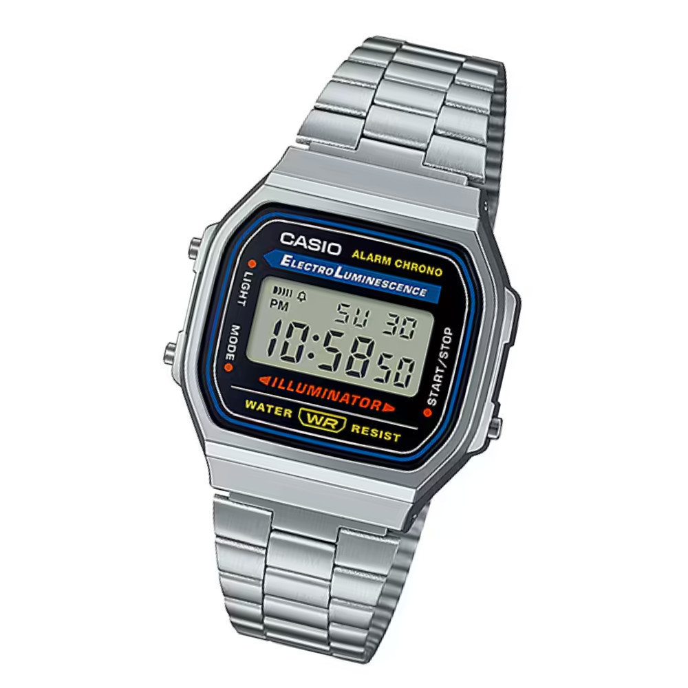 CASIO นาฬิกาข้อมือ CASIO รุ่น A-168WA-1Q วัสดุสเตนเลสสตีล สีเงิน