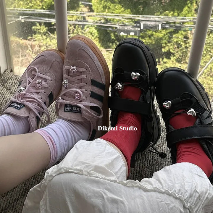 เกาหลี Ins Niche Blogger สไตล์เดียวกัน Y2K แต่ละสาวเผ็ด Star รองเท้าดอกไม้หัวเข็มขัด DIY เชือกผูกรองเท้าตกแต่งอินเทรนด์รายการ